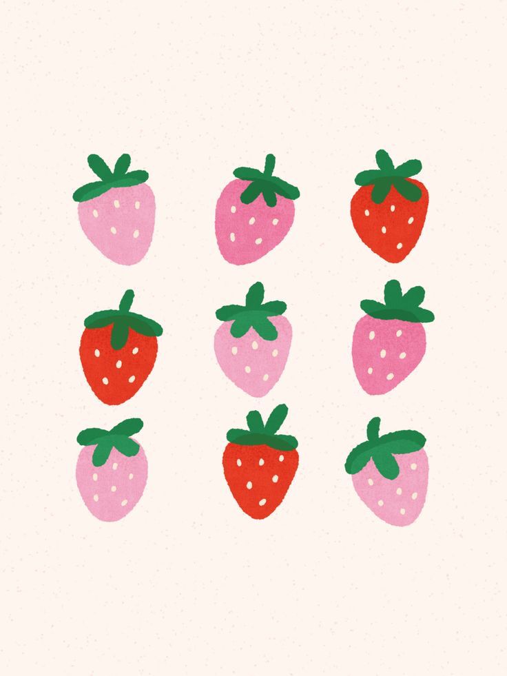 Exemple de composition pour peindre des fraises sur céramique: des fraises alignées